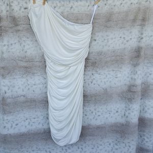 Shimmering pearl one shoulder dress